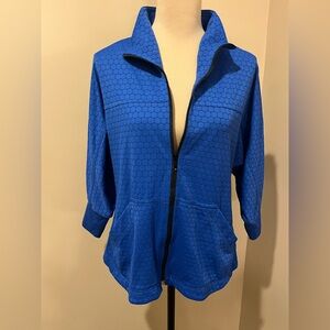 Cheryl Nash Windridge Blue Honeycomb Pattern  Jacket, size Medium